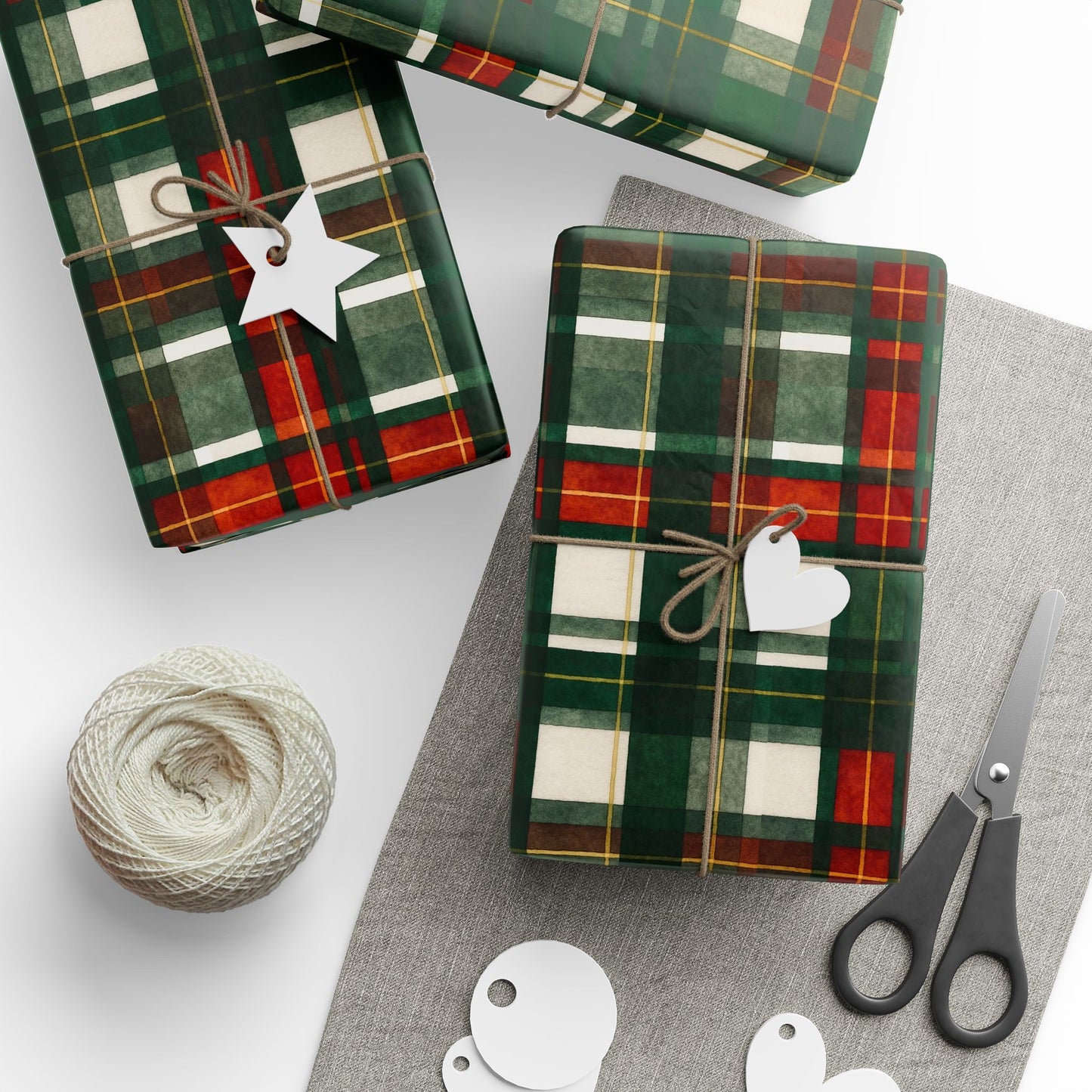 Christmas Gift Wrapping Paper, Holiday Wrapping Supplies, Festive Plaid Gift Wrap, Christmas Decor, Seasonal Paper Rolls