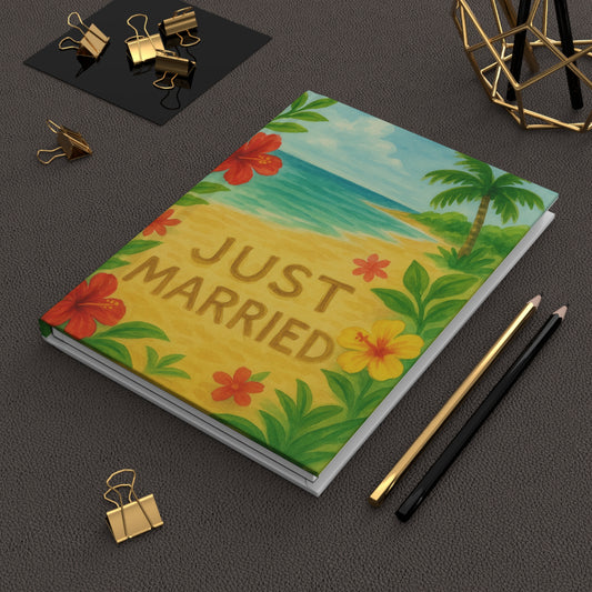 Tropical Wedding Journal - Just Married, Beach Wedding Guest Book, Honeymoon Keepsake, Marriage Memories, Travel Journal