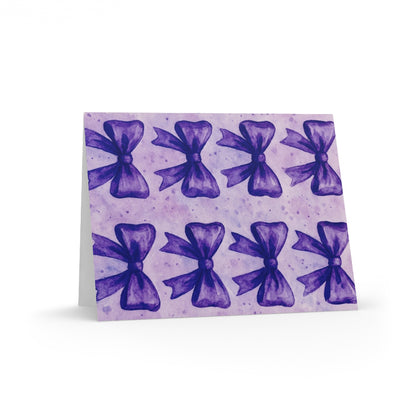 Elegant Purple Bow Greeting Cards | Set of 8, 16 or 24 | Perfect for Birthdays, Anniversaries, Thank You Notes, and More!