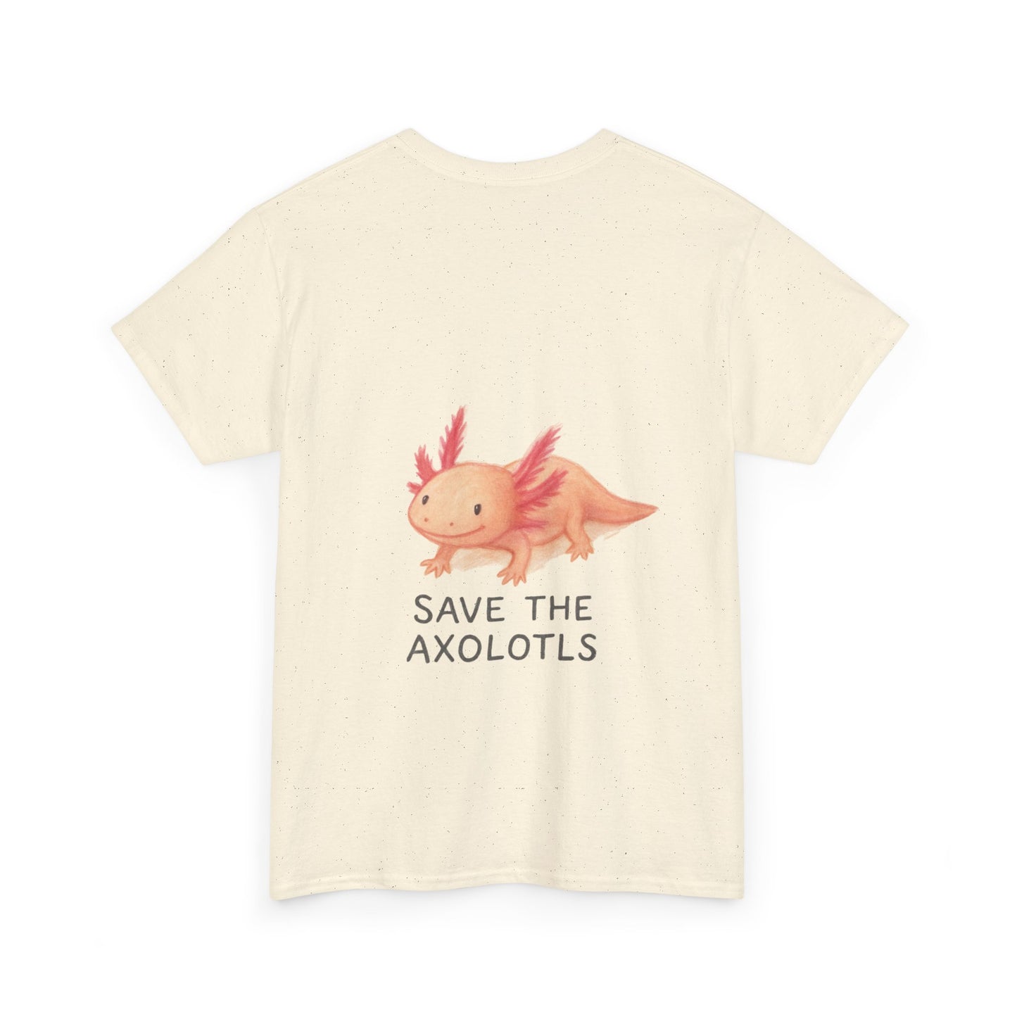 Save the Axolotls Unisex Heavy Cotton Tee, Eco-Friendly T-Shirt, Animal Lover Gift, Conservation Tee, Cute Axolotl Apparel