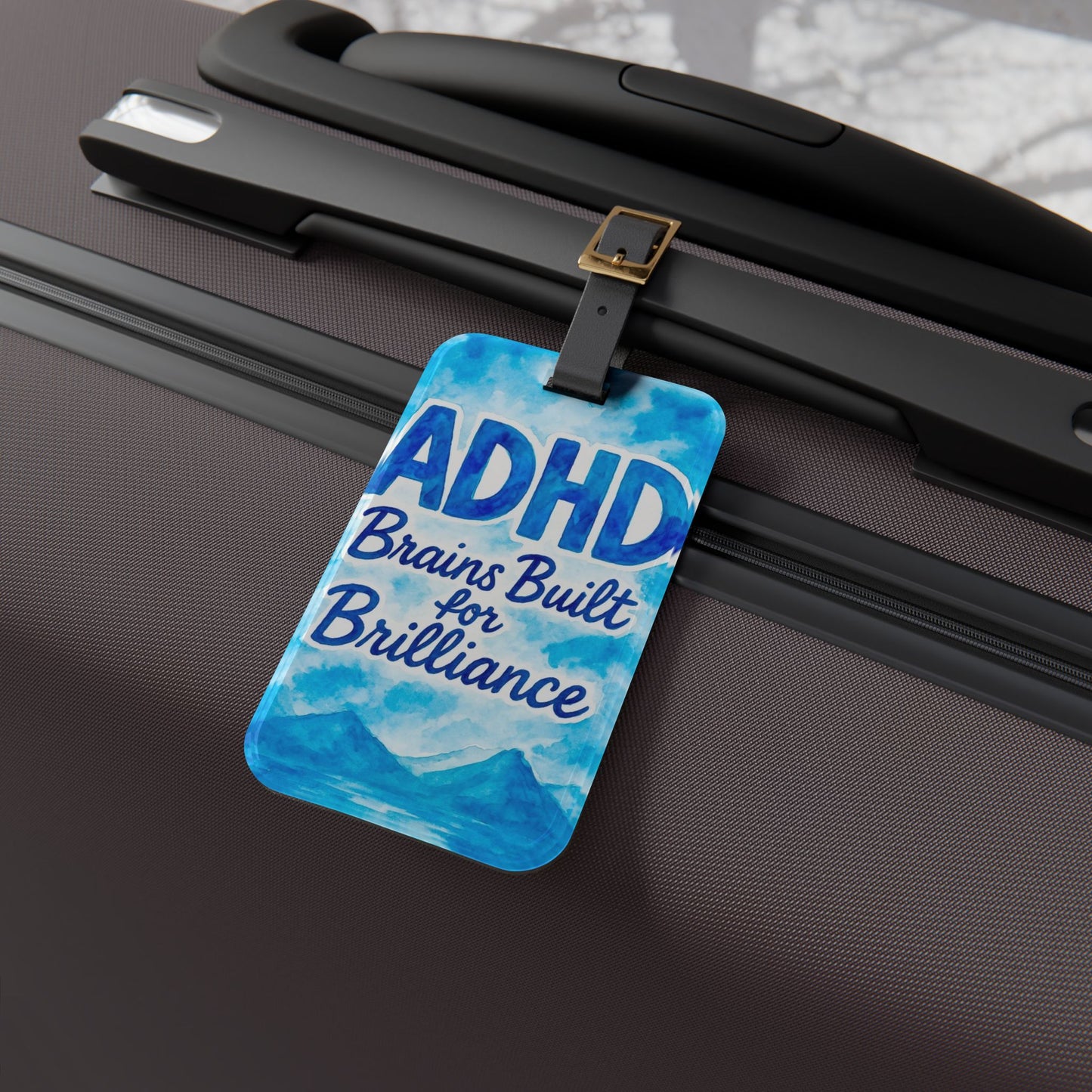 ADHD Brains Built for Brilliance Luggage Tag | Travel Accessory, Personalized Gift, Unique Design, Fun Travel Gear, ADHD Awareness