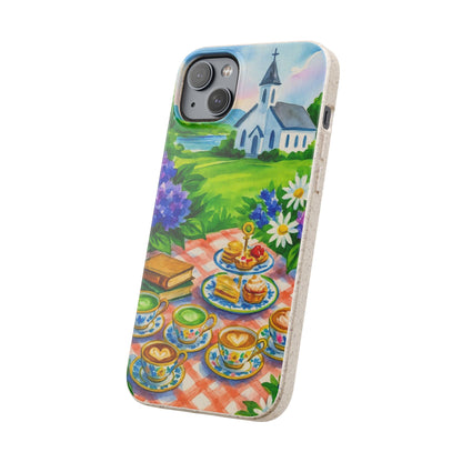 Biodegradable Phone Cases with Charming Tea Party Design, Eco-Friendly Phone Cover, Gift for Nature Lovers, Fun & Whimsical Style