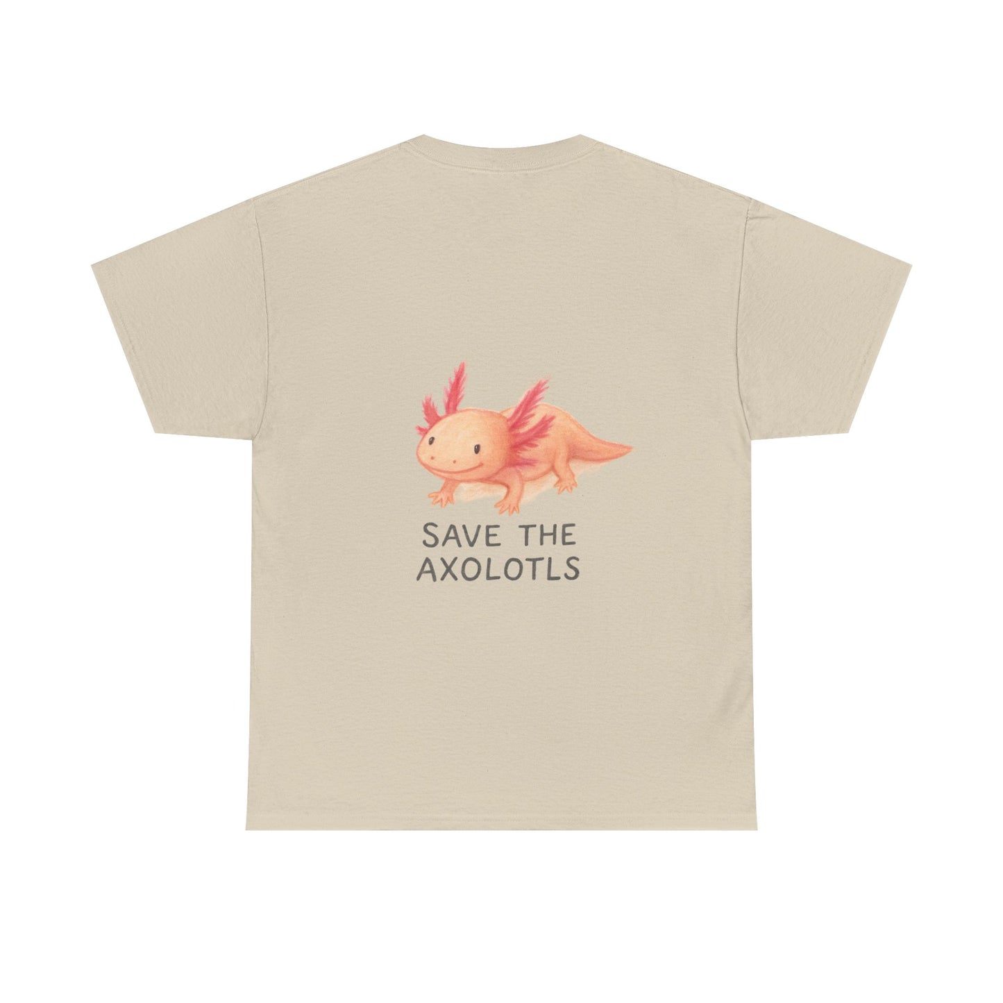 Save the Axolotls Unisex Heavy Cotton Tee, Eco-Friendly T-Shirt, Animal Lover Gift, Conservation Tee, Cute Axolotl Apparel