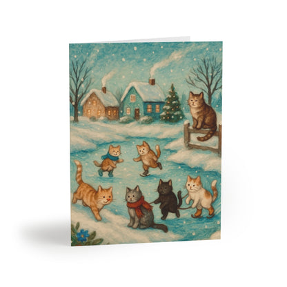 Whimsical Cat-Themed Greeting Cards, Festive Holiday Cards, Cute Cat Art, Cat Lover Gifts, Winter Greetings, Birthday Cards, Thank You Notes