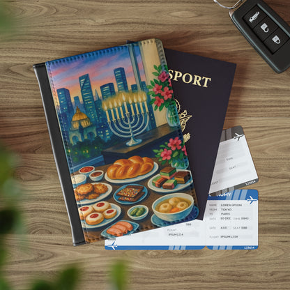 Hanukkah Passport Cover, Jewish Travel Holder, Unique Gift for Travelers, Holiday Accessories, Personalized Travel Gear