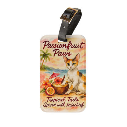 Tropical Cat Luggage Tag, Cute Pet Travel Accessory, Personalized Travel Gift, Cat Lover's Item, Vacation Essentials