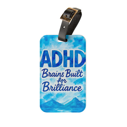 ADHD Brains Built for Brilliance Luggage Tag | Travel Accessory, Personalized Gift, Unique Design, Fun Travel Gear, ADHD Awareness