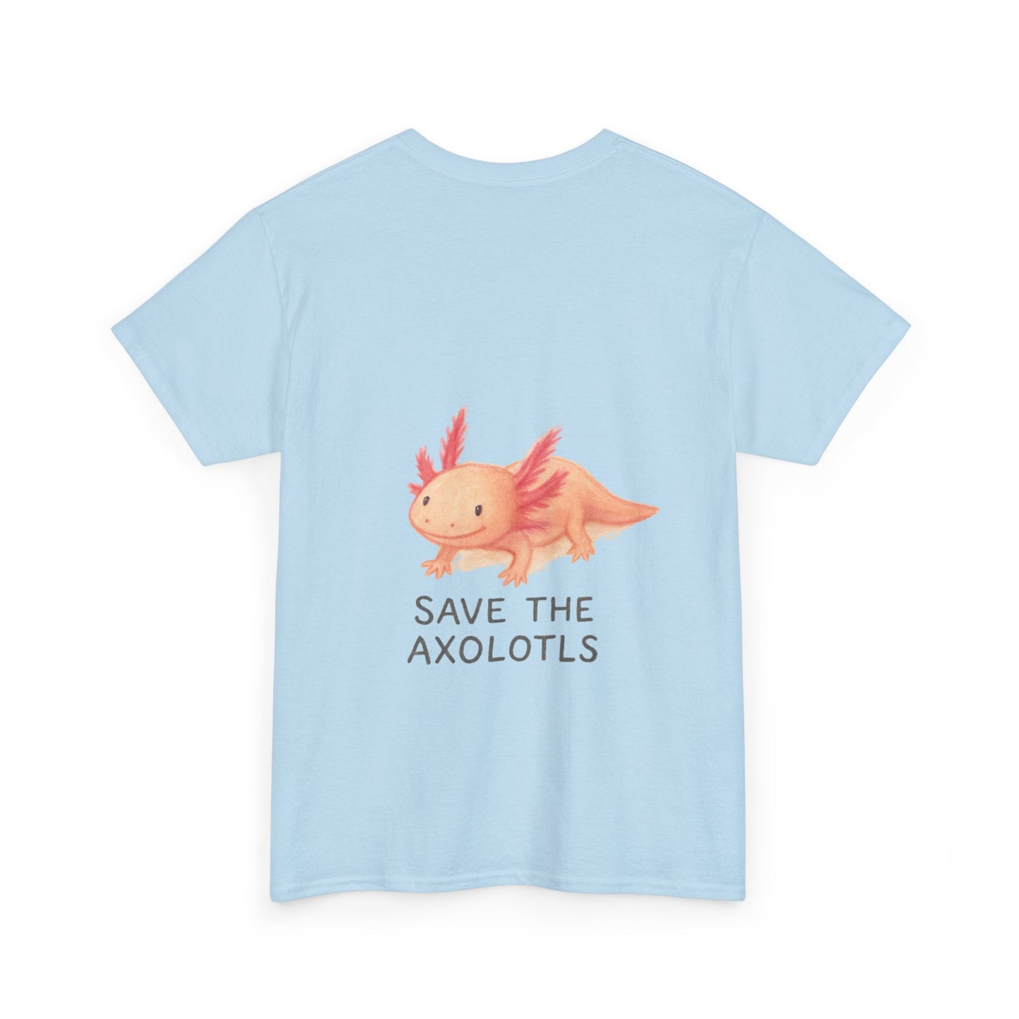 Save the Axolotls Unisex Heavy Cotton Tee, Eco-Friendly T-Shirt, Animal Lover Gift, Conservation Tee, Cute Axolotl Apparel