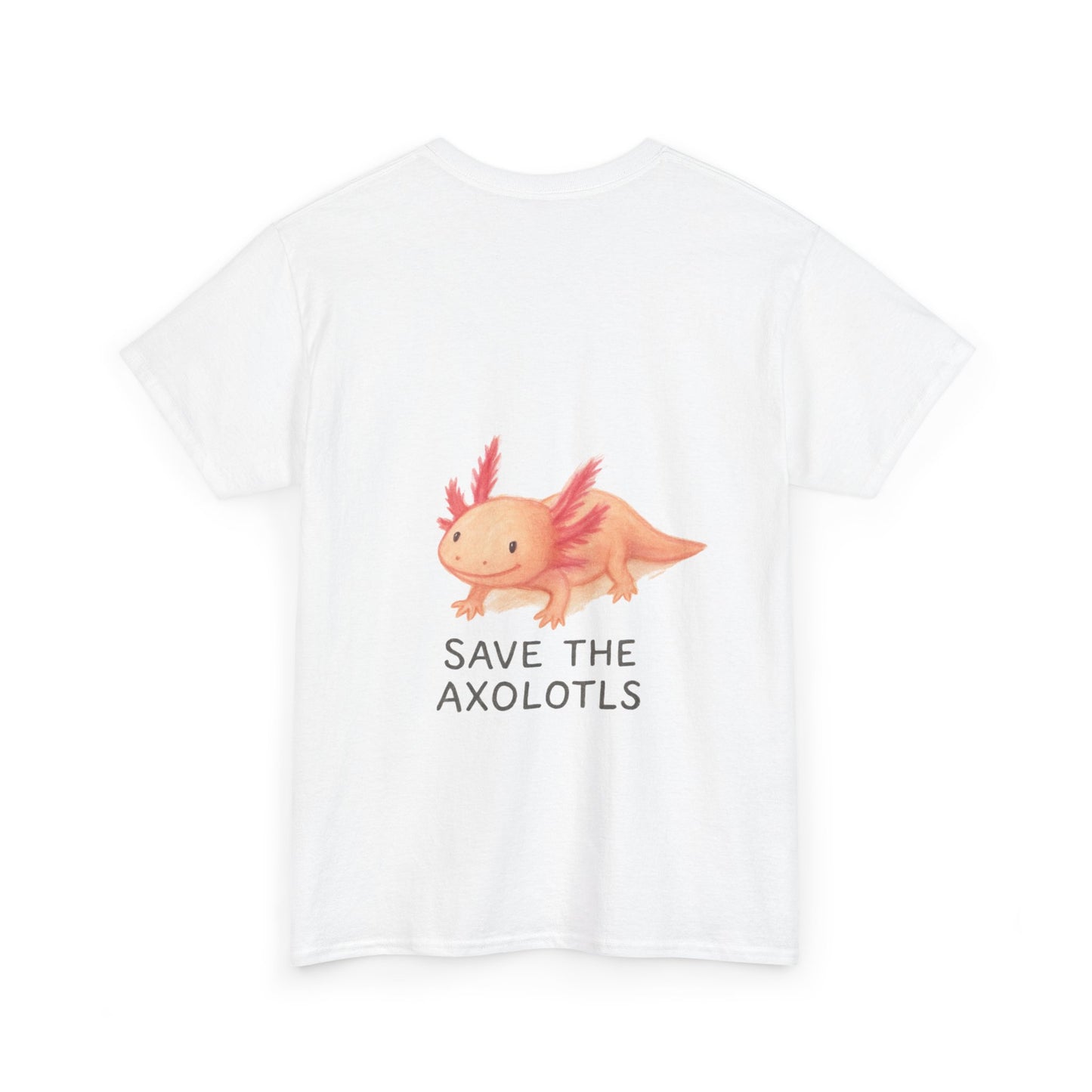 Save the Axolotls Unisex Heavy Cotton Tee, Eco-Friendly T-Shirt, Animal Lover Gift, Conservation Tee, Cute Axolotl Apparel