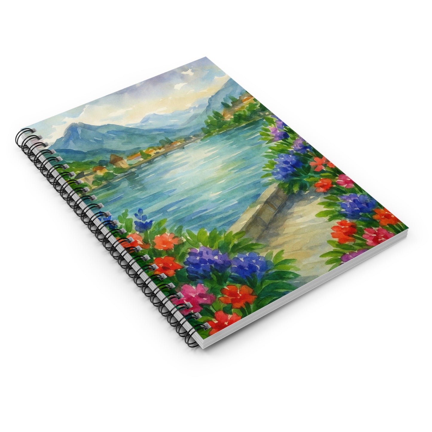 Scenic Floral Spiral Notebook - Ruled Line, Nature Lover Journal, Garden Decor, Gift for Writers, Travel Notes, Stationery