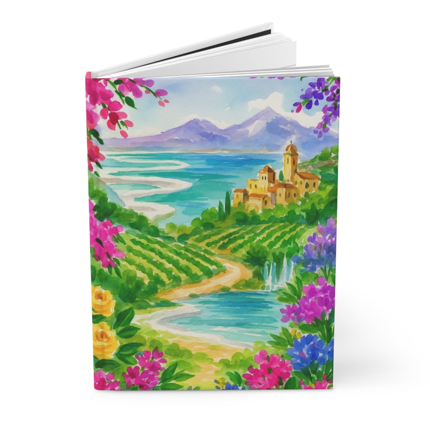 Colorful Landscape Hardcover Journal, Aesthetic Note Book, Floral Journal, Travel Log, Inspirational Gift, Writing Journal