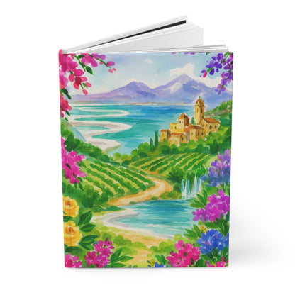 Colorful Landscape Hardcover Journal, Aesthetic Note Book, Floral Journal, Travel Log, Inspirational Gift, Writing Journal