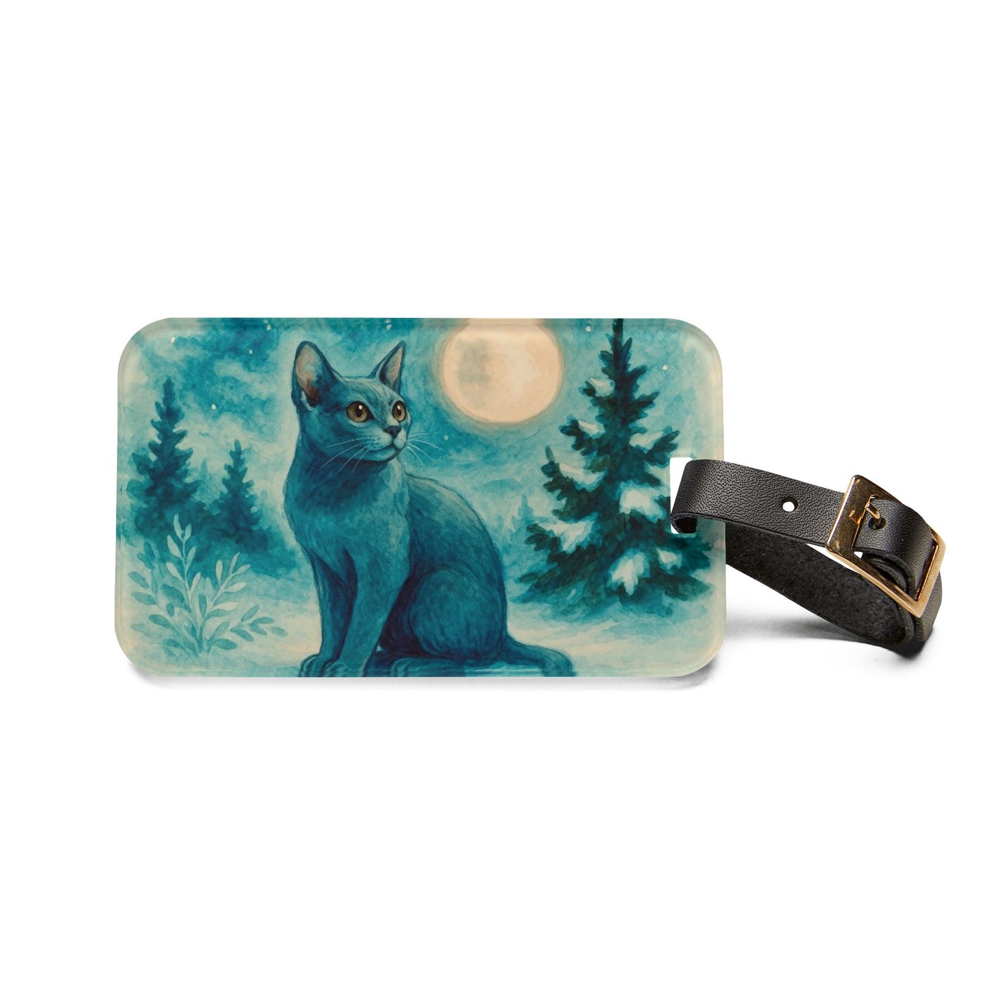 Magical Cat Luggage Tag, Pet Lover Travel Accessory, Unique Gift for Cat Owners, Cat-Themed Travel Tag, Moonlit Cat Design