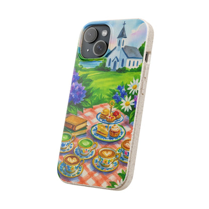 Biodegradable Phone Cases with Charming Tea Party Design, Eco-Friendly Phone Cover, Gift for Nature Lovers, Fun & Whimsical Style