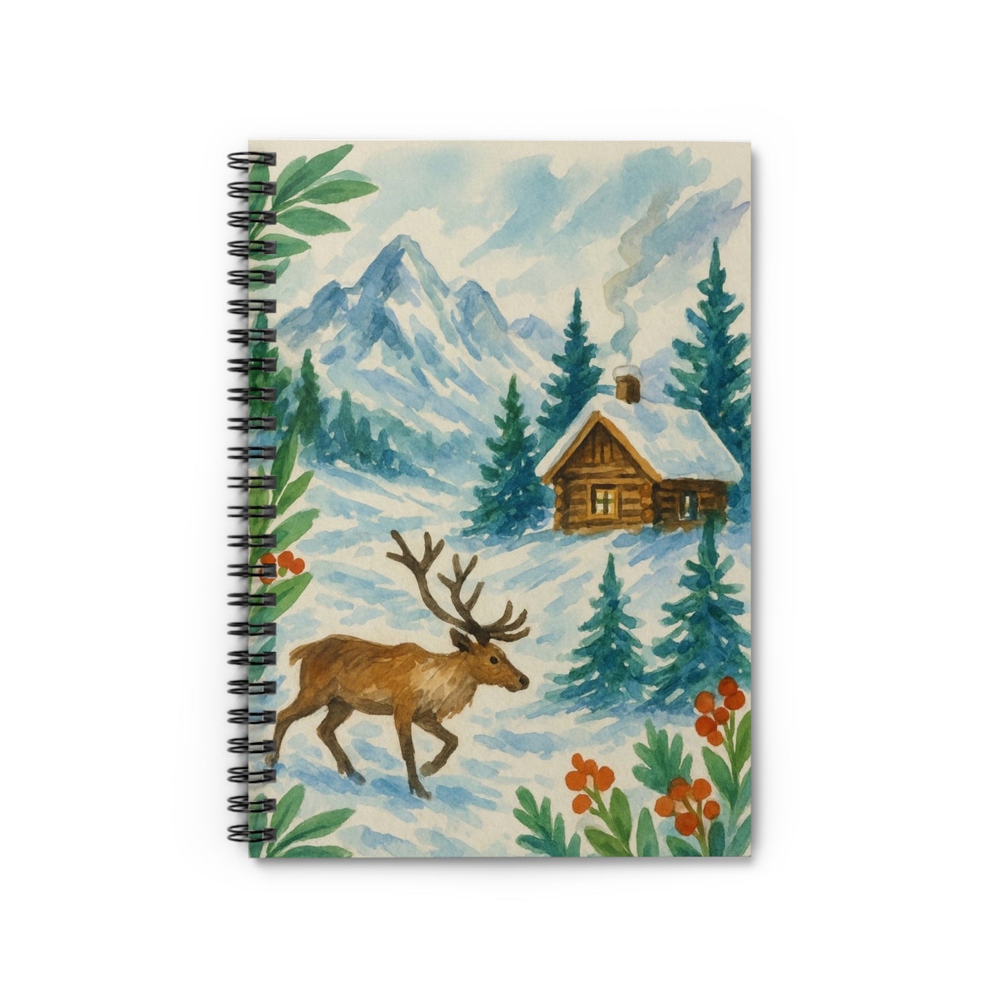 Winter Wonderland Spiral Notebook - Cozy Mountain Scene, Gift for Nature Lovers, Journaling, Sketching, Holiday Writing, Rustic Decor
