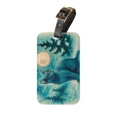 Magical Cat Luggage Tag, Pet Lover Travel Accessory, Unique Gift for Cat Owners, Cat-Themed Travel Tag, Moonlit Cat Design