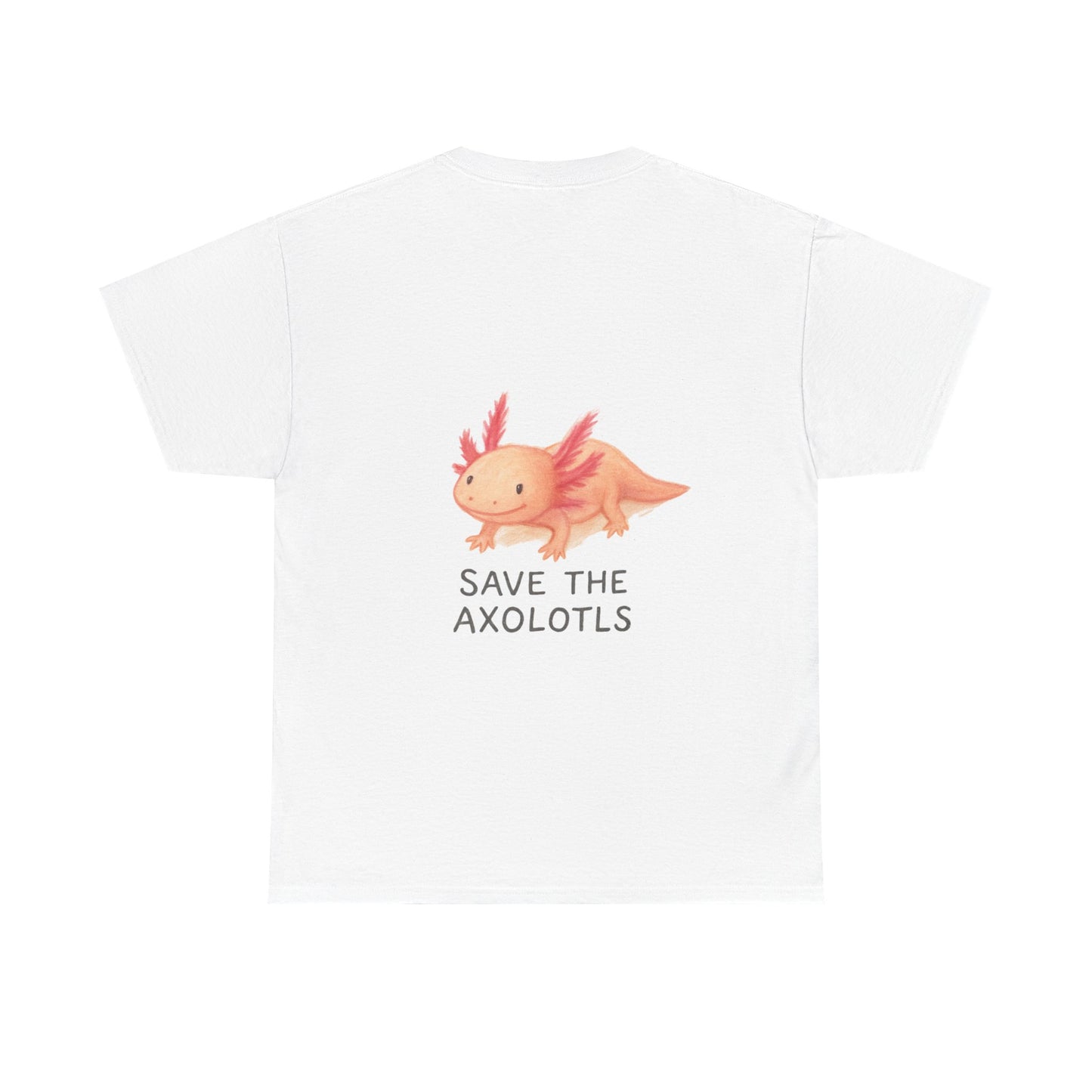 Save the Axolotls Unisex Heavy Cotton Tee, Eco-Friendly T-Shirt, Animal Lover Gift, Conservation Tee, Cute Axolotl Apparel