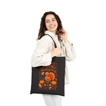 Thanksgiving Floral Tote Bag, Eco-Friendly Canvas, Reusable Shopping Bag, Fall Decor, Gift for Hosts, Pumpkin Design