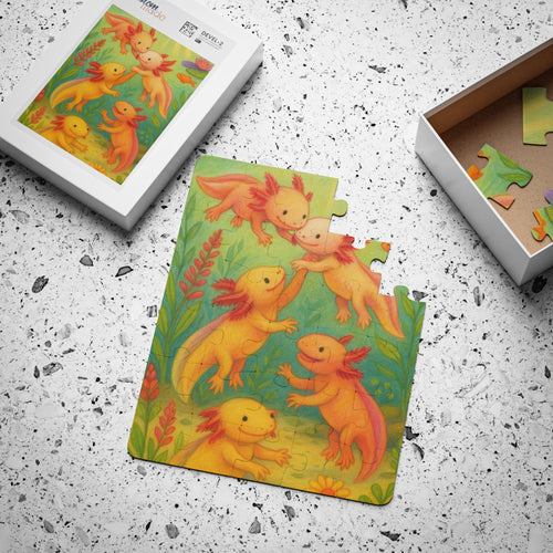Colorful Kids' Puzzle | 30-Piece Puzzle of Playful Axolotls | Perfect for Learning, Playtime, Gifts, Family Fun, Educational Toys