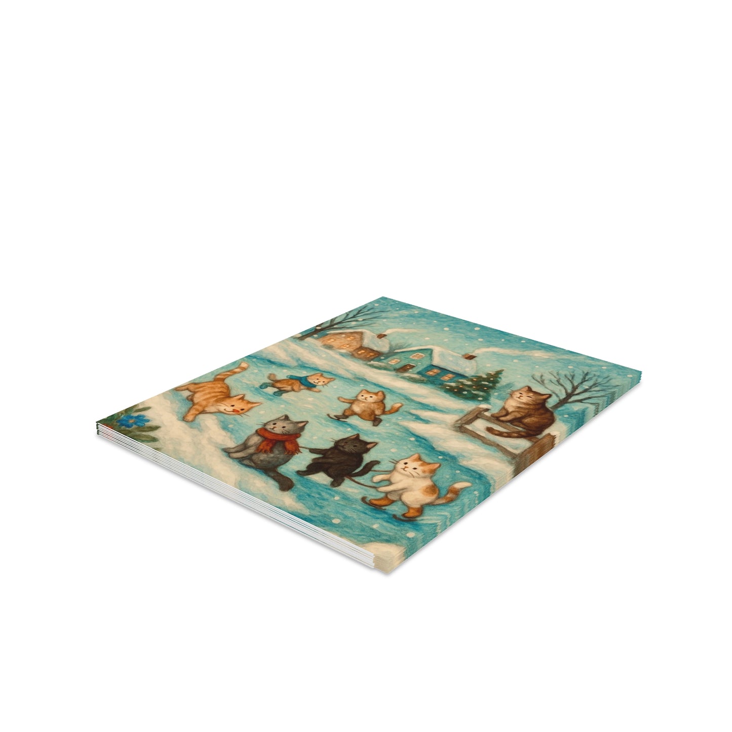 Whimsical Cat-Themed Greeting Cards, Festive Holiday Cards, Cute Cat Art, Cat Lover Gifts, Winter Greetings, Birthday Cards, Thank You Notes