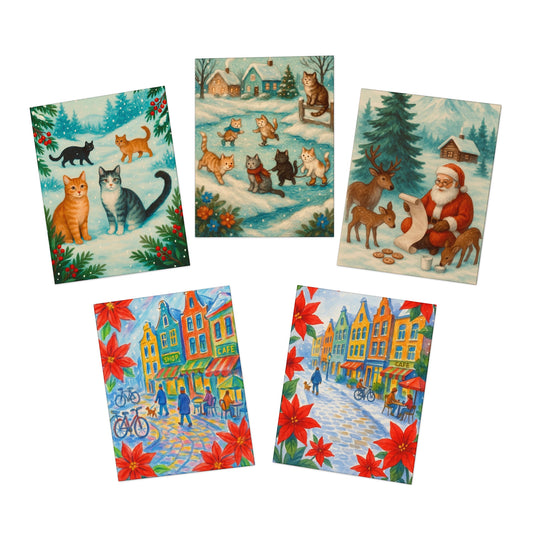 Festive Greeting Cards (5-Pack) - Christmas, Holiday, Birthday, Thank You, and Seasonal Celebrations