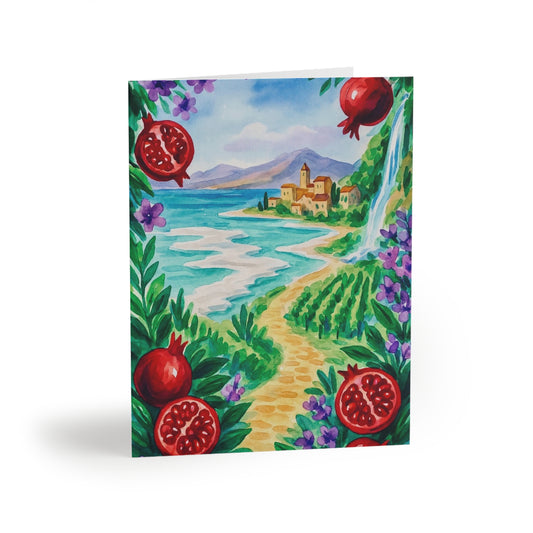 Pomegranate Paradise Greeting Cards - Set of 8, 16, or 24, Perfect for Any Occasion, Floral Art, All-Occasion Cards, Birthday, Thank You