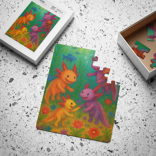 Colorful Axolotl Kids' Puzzle, Fun Activity for Children, 30-Piece Educational Toy, Bright and Engaging, Perfect Gift for Birthdays