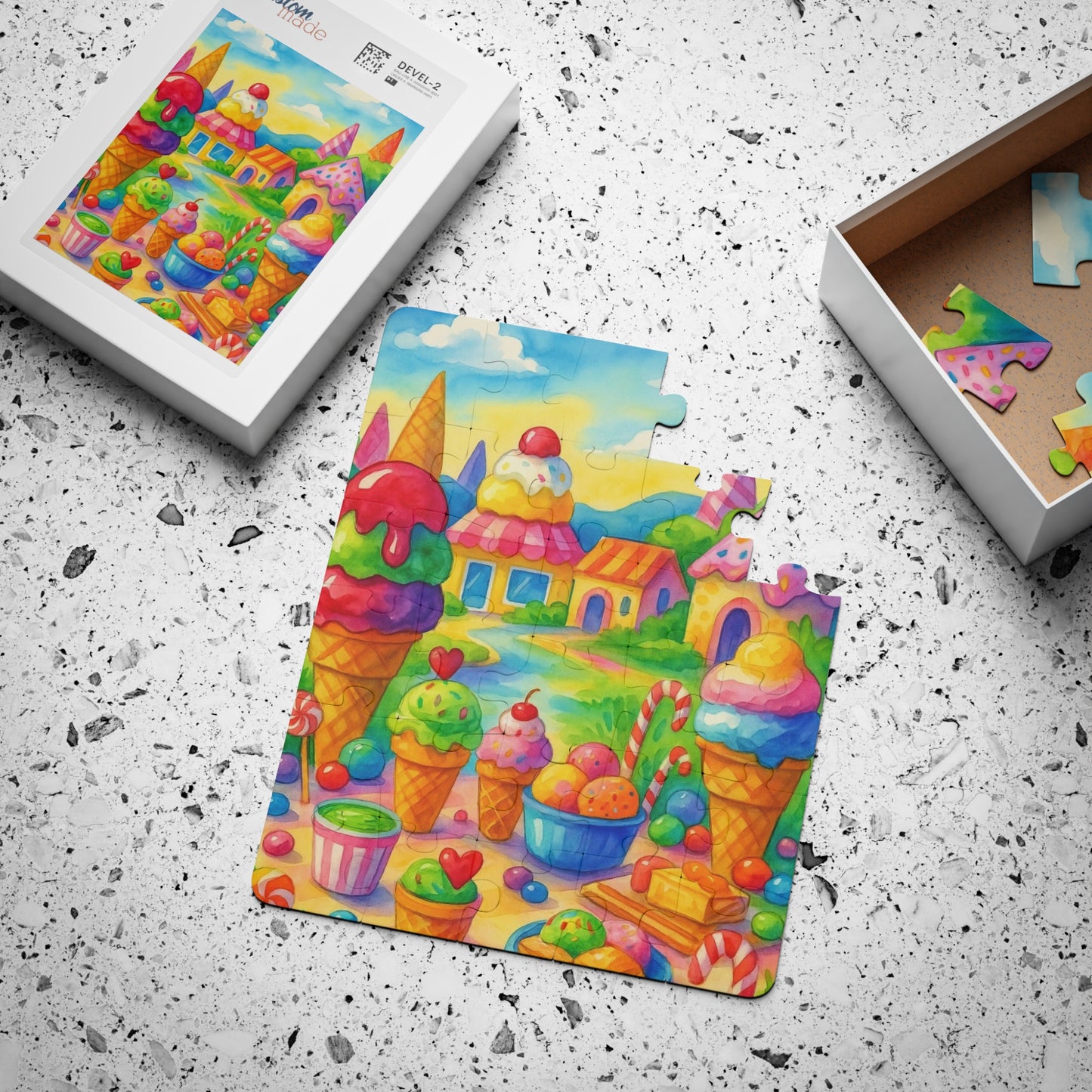 Kids' Ice Cream Adventure Puzzle, Fun Educational Toy, Family Game, Birthday Gift, Colorful Activities for Kids, 30-Piece Puzzle