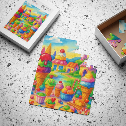 Kids' Ice Cream Adventure Puzzle, Fun Educational Toy, Family Game, Birthday Gift, Colorful Activities for Kids, 30-Piece Puzzle
