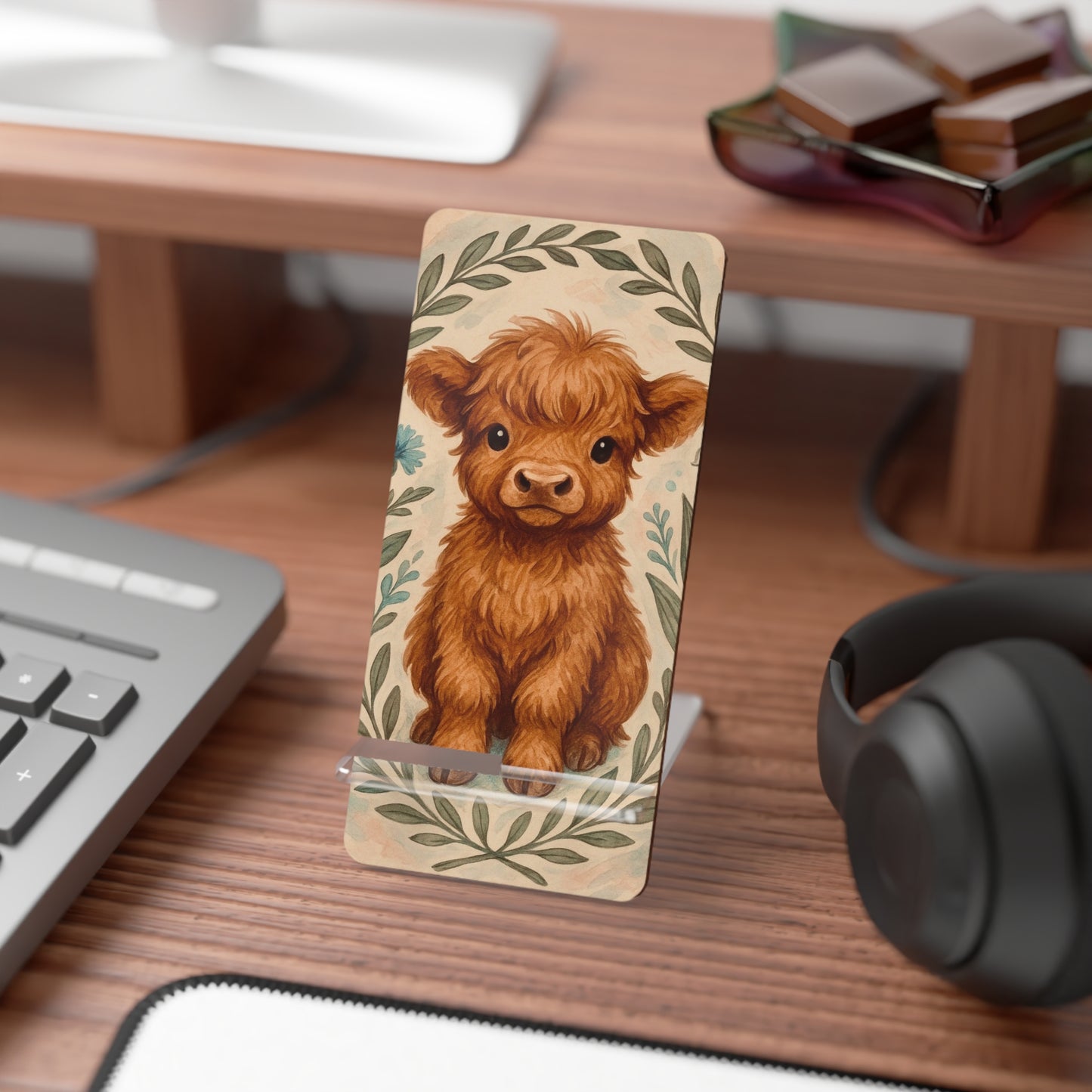 Charming Cow Baby Smartphone Stand, Cute Desk Display, Decorative Mobile Holder, Farmhouse Decor, Unique Gift Idea