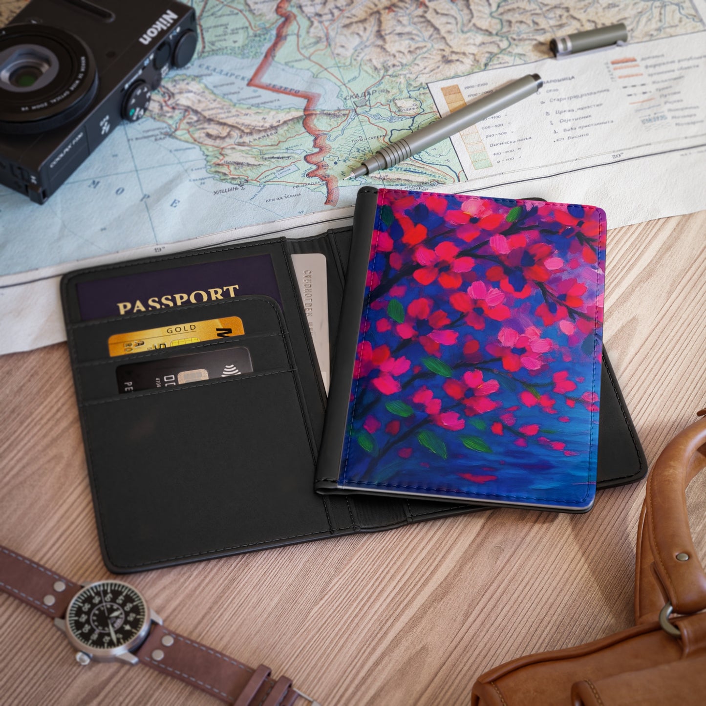 Vibrant Floral Passport Cover, Travel Accessory, Gift for Travelers, Passport Holder, Spring Decor