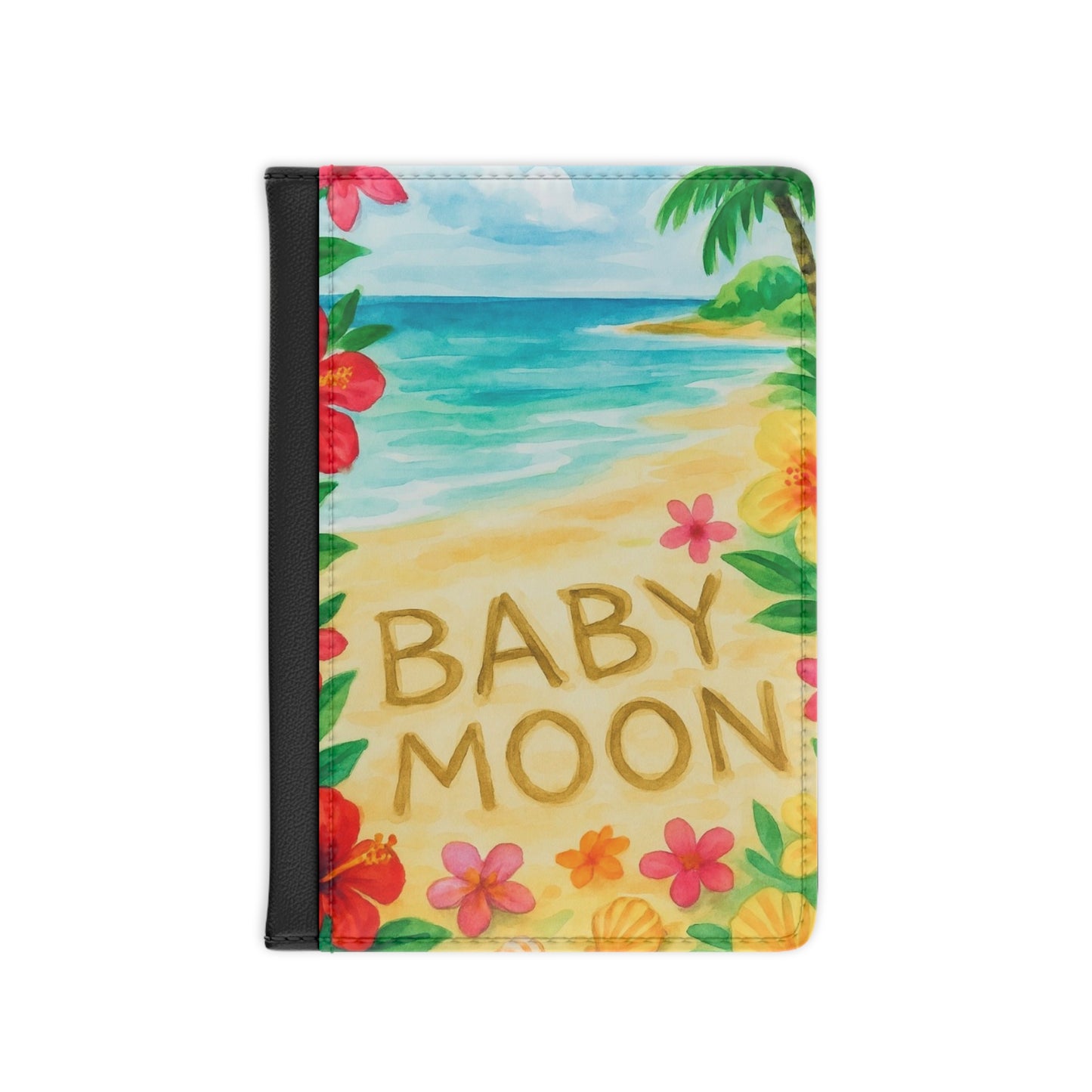 Baby Moon Passport Cover - Travel Accessory, Vacation Gift, Beach Theme, New Parents, Baby Shower Present