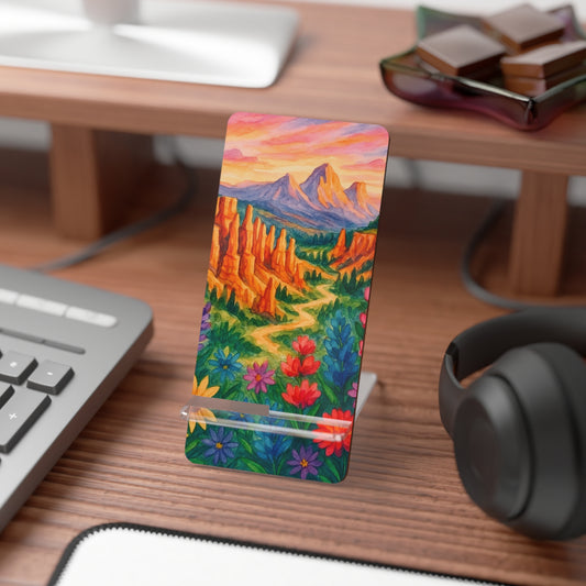 Colorful Floral Mobile Display Stand for Smartphones, Desk Organizer, Phone Holder, Gift for Tech Lovers, Office Decor