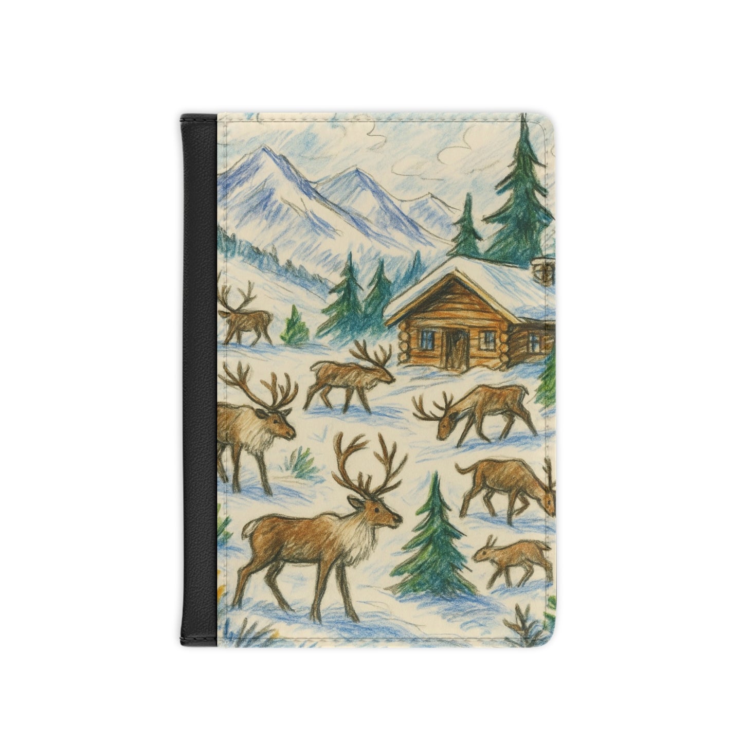 Nature-Inspired Passport Cover with Winter Landscape, Travel Accessories, Winter Gift, Adventure Decor, Eco-Friendly Travel