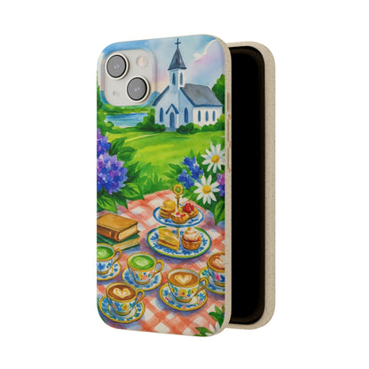 Biodegradable Phone Cases with Charming Tea Party Design, Eco-Friendly Phone Cover, Gift for Nature Lovers, Fun & Whimsical Style
