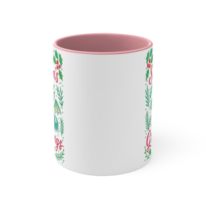 Season's Greetings Dragon Accent Mug | Holiday Coffee Cup, Cute Gift for Kids, Christmas Decor, Kawaii Tea Mug, Fantasy Drinkware