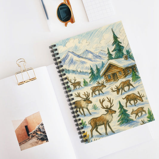 Nature-Inspired Spiral Notebook, Cozy Cabin, Deer Design, Journaling, Office Supplies, Gifts for Writers, Outdoor Lovers