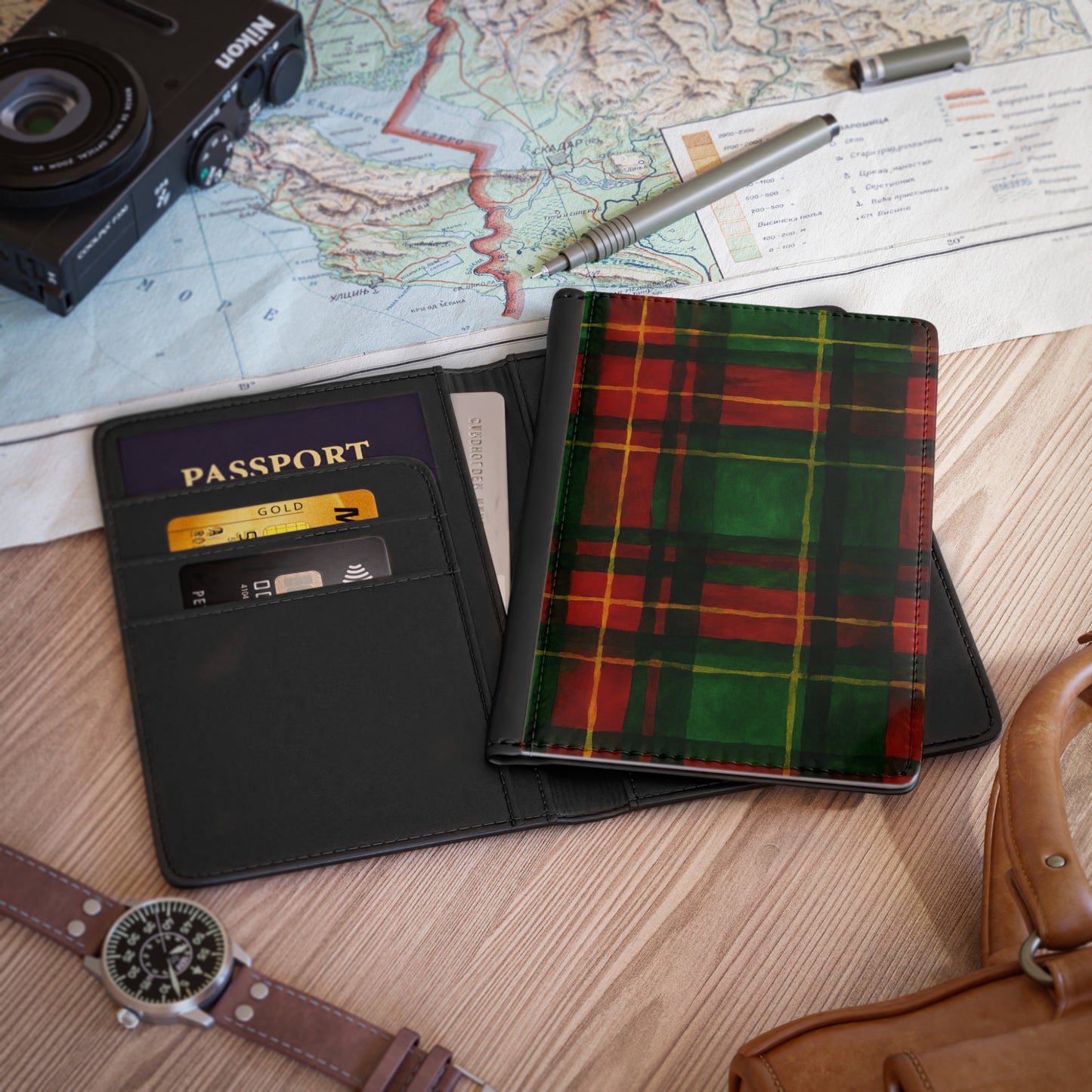 Festive Plaid Passport Cover, Travel Accessories, Holiday Gifts, Travel Essentials, Chic Travel Holder