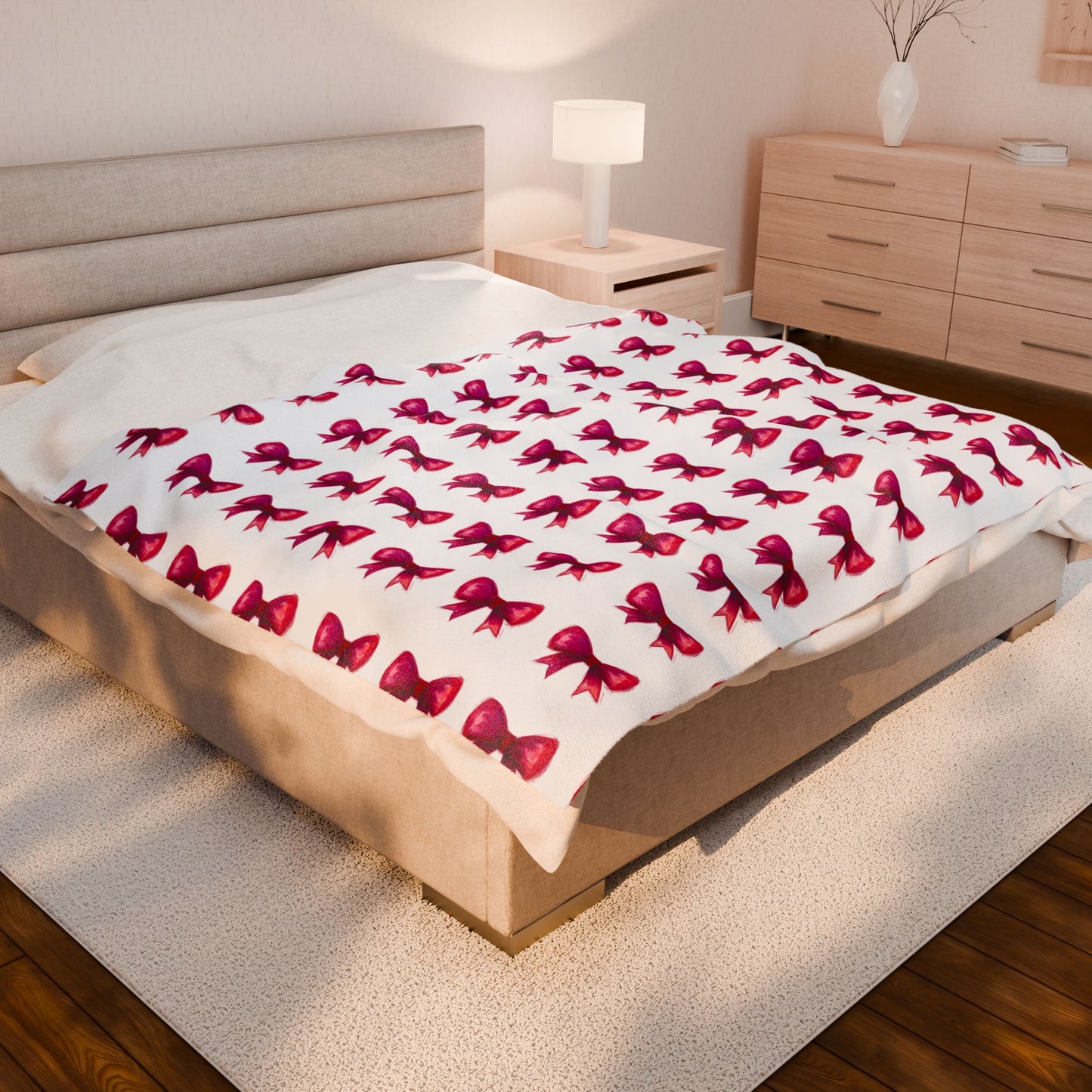 Cozy Bow-Patterned Velveteen Plush Blanket, Perfect for Kids, Gift for Birthdays, Blanket for Home Decor, Soft Throw for Snuggling, [...]