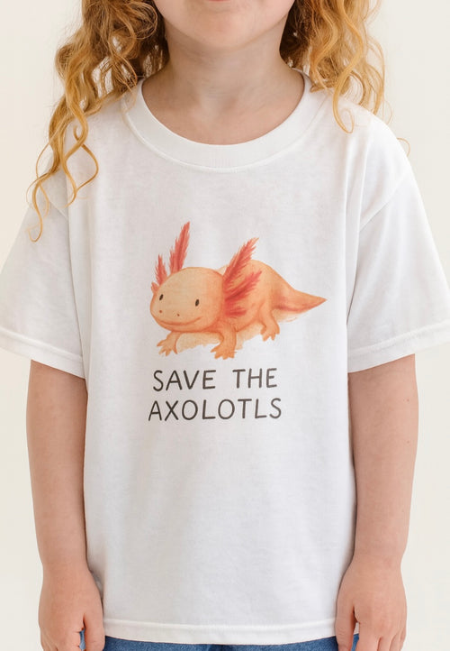 Save the Axolotls Youth Tee, Cute Kids T-Shirt, Animal Lovers Shirt, Conservation Awareness, Gift for Nature Enthusiasts