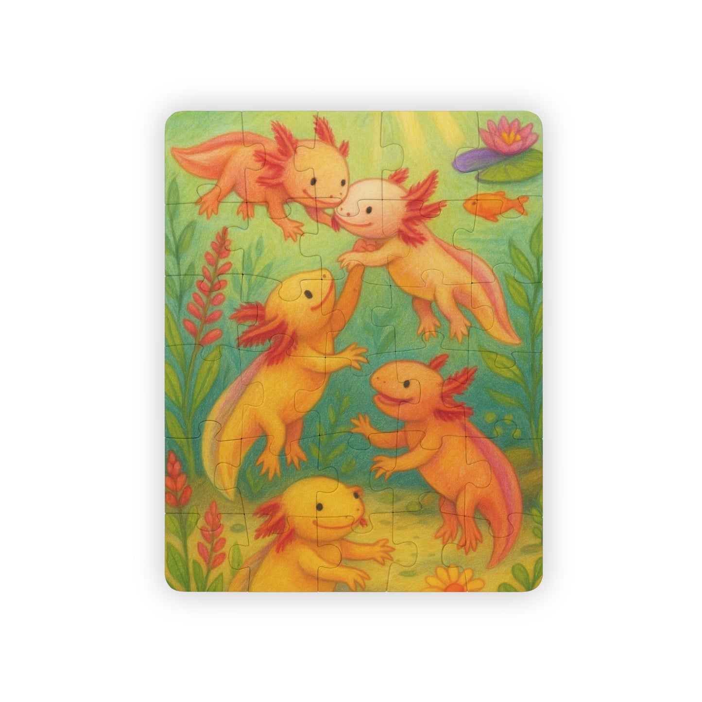 Colorful Kids' Puzzle | 30-Piece Puzzle of Playful Axolotls | Perfect for Learning, Playtime, Gifts, Family Fun, Educational Toys