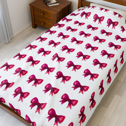 Cozy Bow-Patterned Velveteen Plush Blanket, Perfect for Kids, Gift for Birthdays, Blanket for Home Decor, Soft Throw for Snuggling, [...]