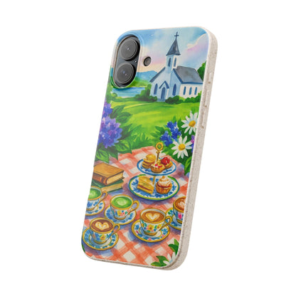 Biodegradable Phone Cases with Charming Tea Party Design, Eco-Friendly Phone Cover, Gift for Nature Lovers, Fun & Whimsical Style
