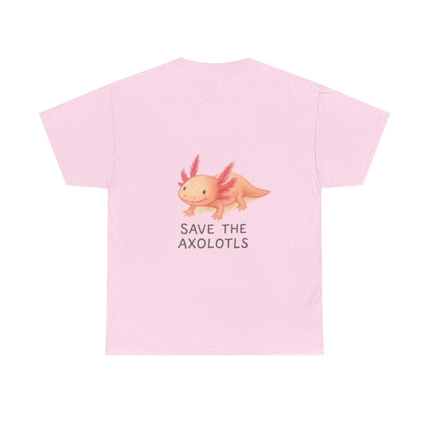 Save the Axolotls Unisex Heavy Cotton Tee, Eco-Friendly T-Shirt, Animal Lover Gift, Conservation Tee, Cute Axolotl Apparel