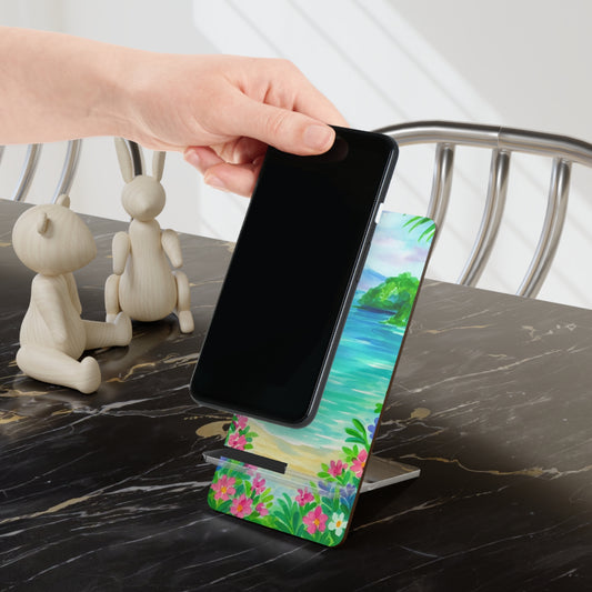 Tropical Smartphone Display Stand, Beach Decor, Phone Holder, Summer Vibes, Wedding Gift, Home Office Accessory