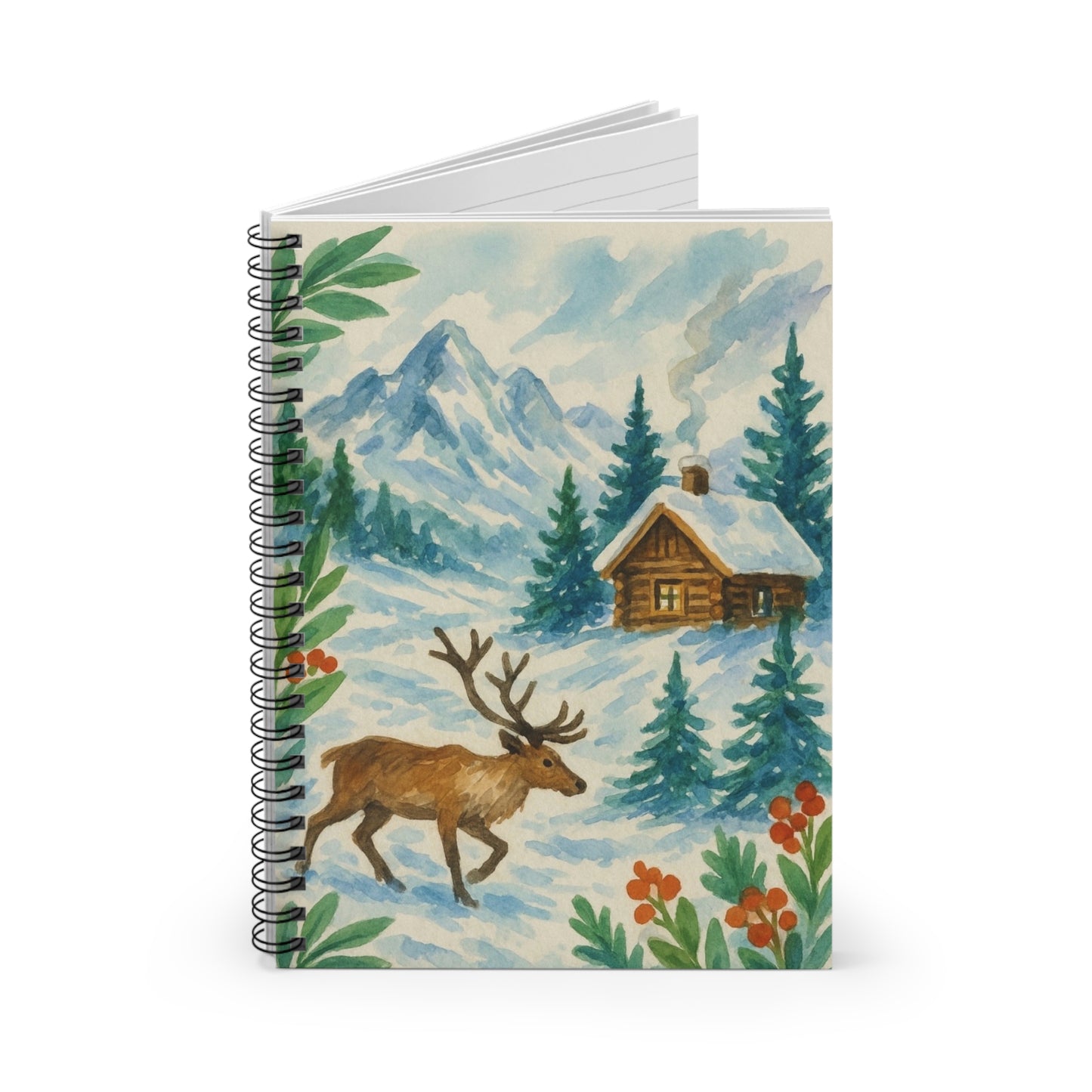 Winter Wonderland Spiral Notebook - Cozy Mountain Scene, Gift for Nature Lovers, Journaling, Sketching, Holiday Writing, Rustic Decor