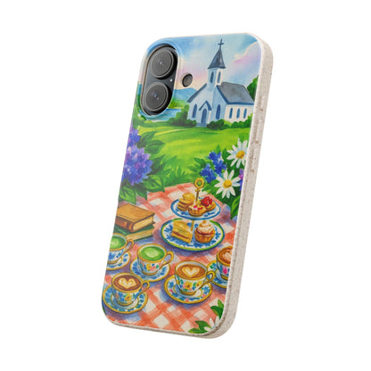Biodegradable Phone Cases with Charming Tea Party Design, Eco-Friendly Phone Cover, Gift for Nature Lovers, Fun & Whimsical Style