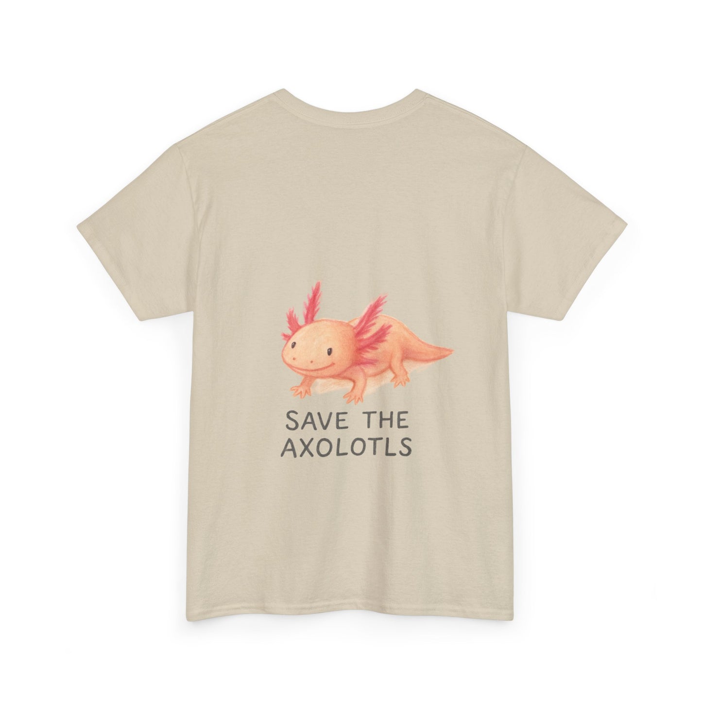 Save the Axolotls Unisex Heavy Cotton Tee, Eco-Friendly T-Shirt, Animal Lover Gift, Conservation Tee, Cute Axolotl Apparel