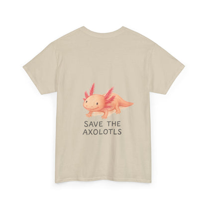 Save the Axolotls Unisex Heavy Cotton Tee, Eco-Friendly T-Shirt, Animal Lover Gift, Conservation Tee, Cute Axolotl Apparel