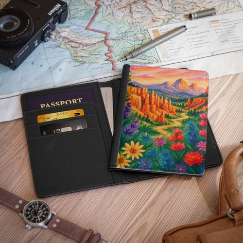 Vibrant Passport Cover, Travel Accessory, Nature Design, Floral Art, Gift for Travelers, Adventure Journal